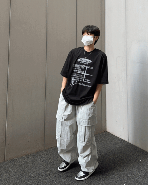 Wide over nylon pants (2color)