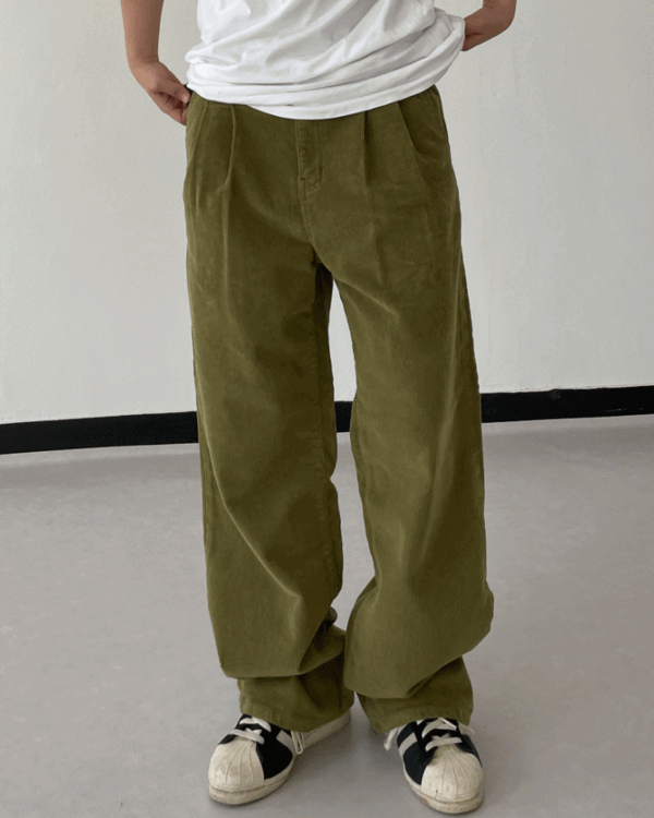 Italy corduroy two-tuck pants (3color)