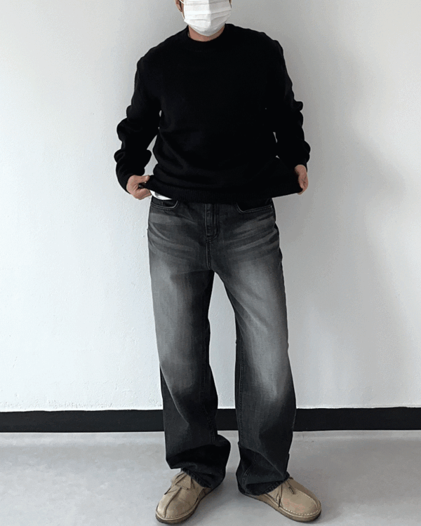Deep black slab jeans (4size)
