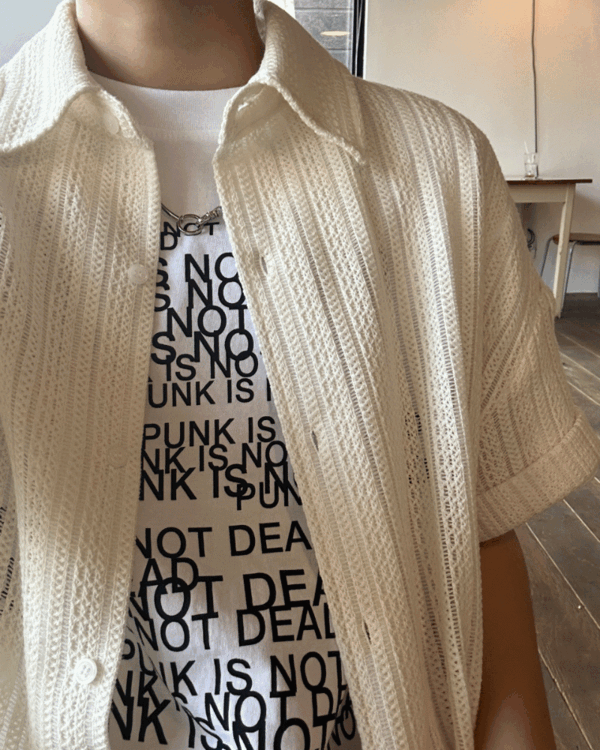 Roa crochet half collar shirt (2color)