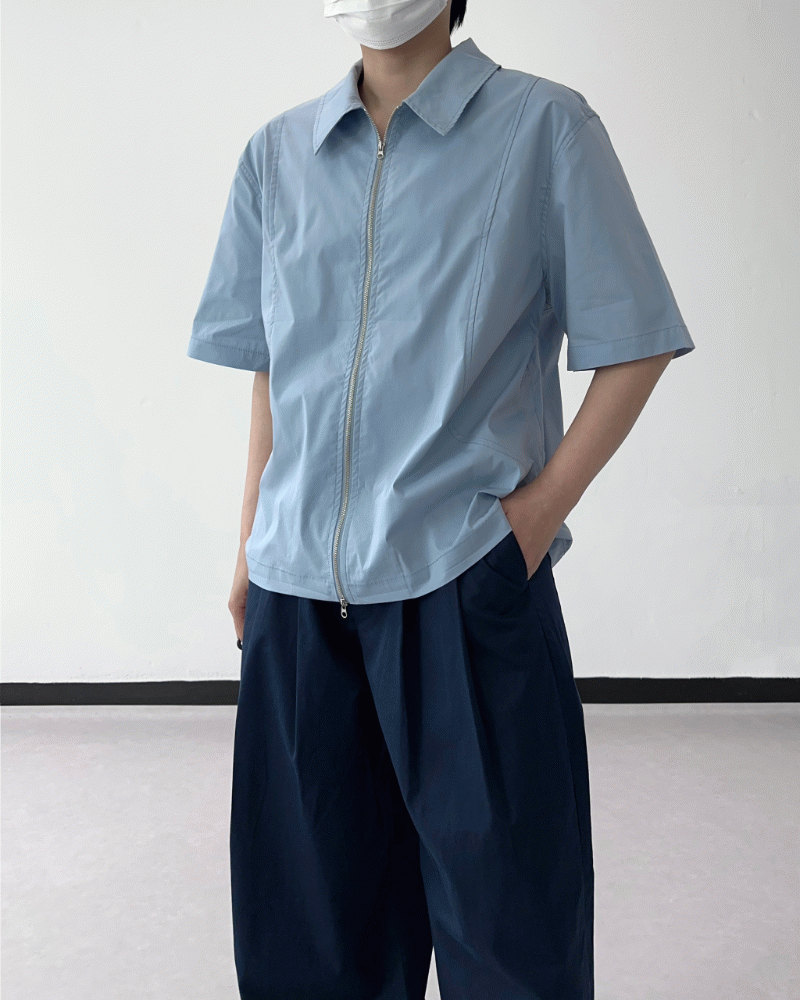 커브드 섹션 반팔 셔츠 자켓 (3color)
